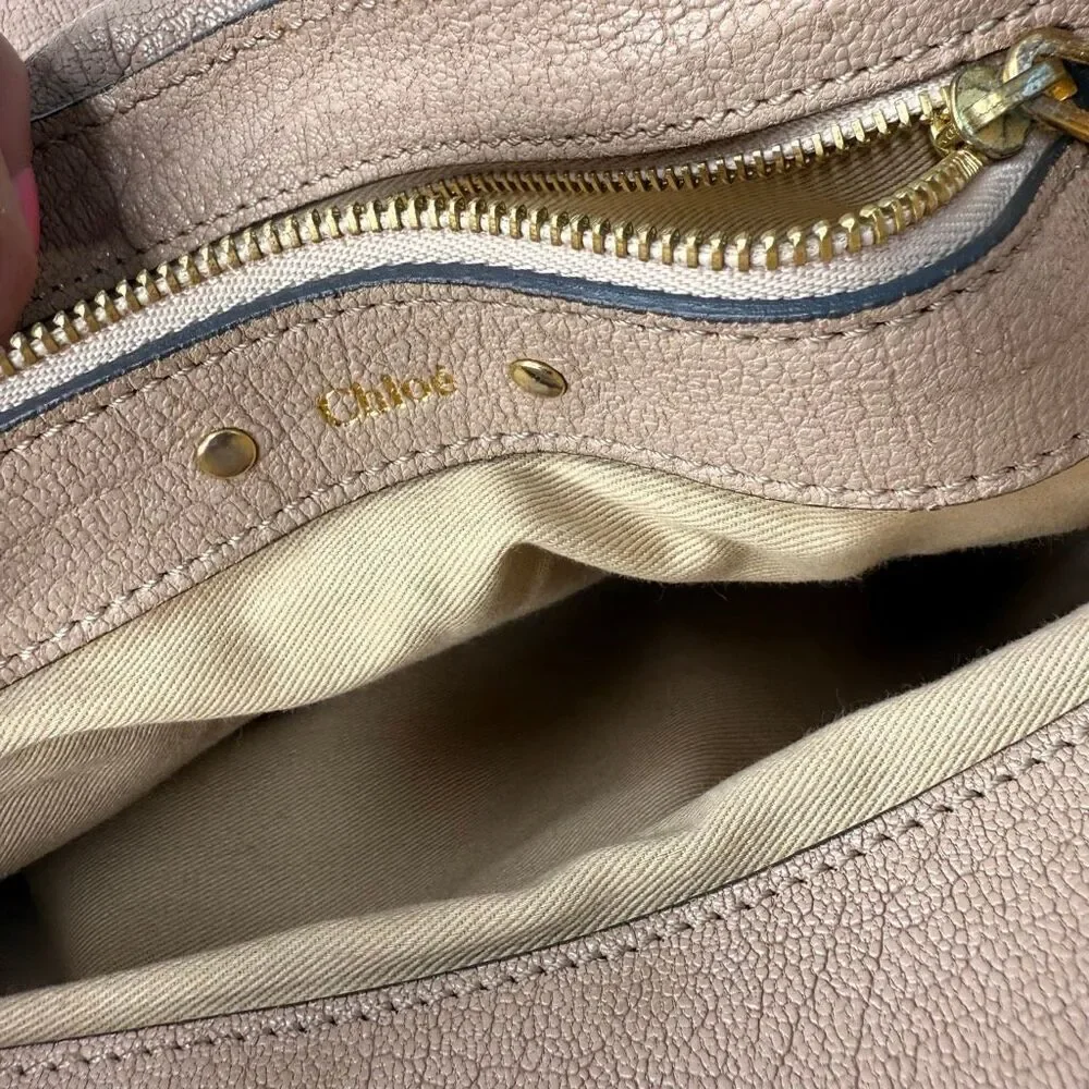 Chloé Kathleen Flap Shoulder Bag Top Handle Chloe Tan Leather Gold Ring Hardware